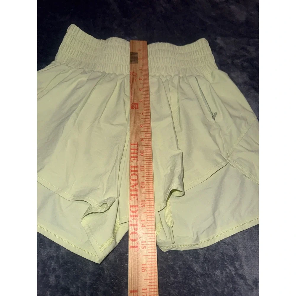 Outdoor Voices Rectrek Shorts Womens Small Lime Green Smocked High Rise RN147908